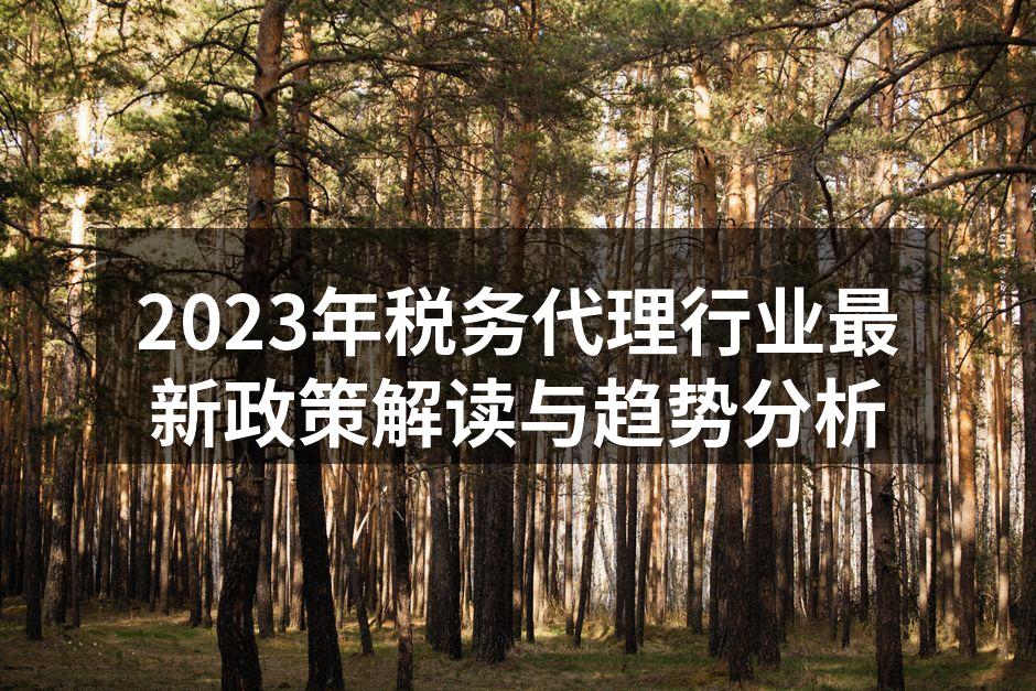 2023年税务代理行业最新政策解读与趋势分析